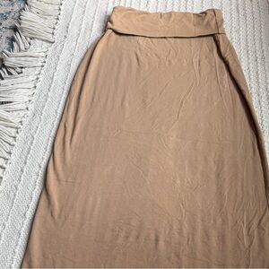 Tan Fold-over Waist Maxi Skirt
